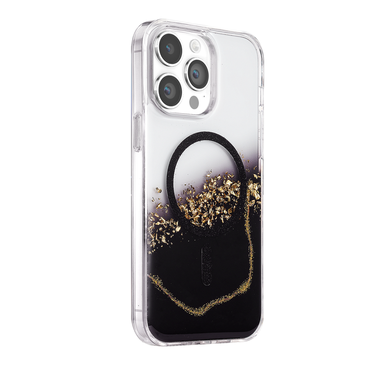 Onegif Apple iPhone 14 Pro Max Lotus Simli Magsafe Kapak - Siyah