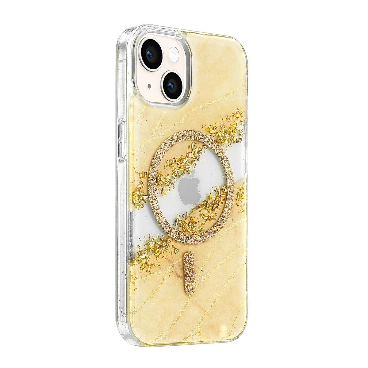 Onegif Apple iPhone 15 Lotus Simli Magsafe Kapak - Gümüş