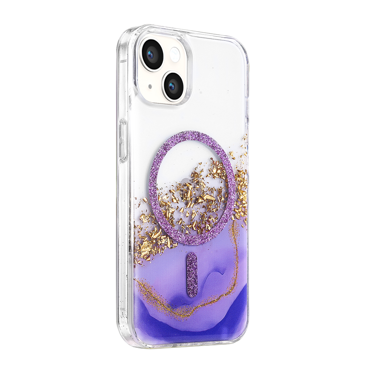 Onegif Apple iPhone 15 Lotus Simli Magsafe Kapak - Mor