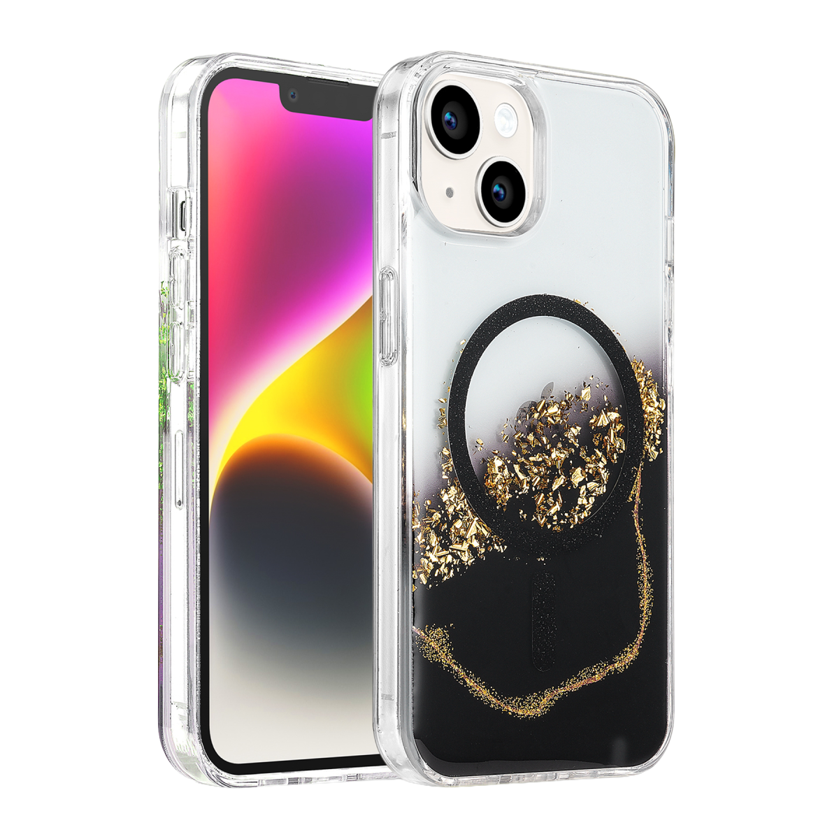 Onegif Apple iPhone 15 Lotus Simli Magsafe Kapak - Siyah