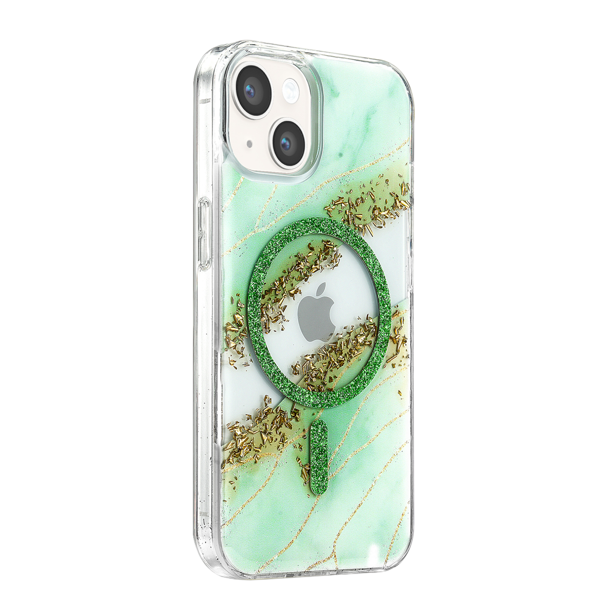 Onegif Apple iPhone 15 Lotus Simli Magsafe Kapak - Yeşil