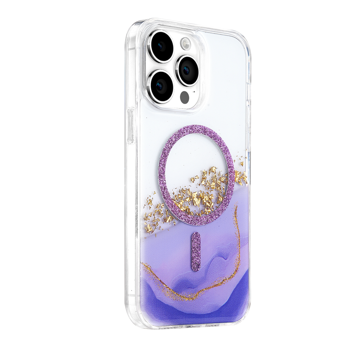 Onegif Apple iPhone 15 Pro Max Lotus Simli Magsafe Kapak - Mor
