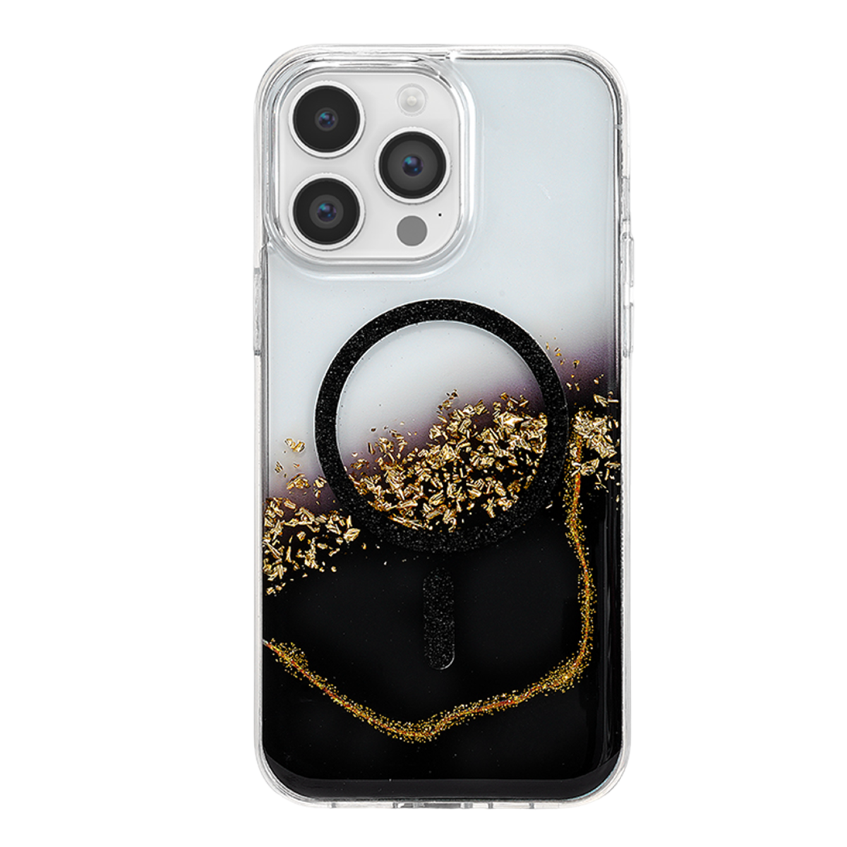 Onegif Apple iPhone 15 Pro Max Lotus Simli Magsafe Kapak - Siyah