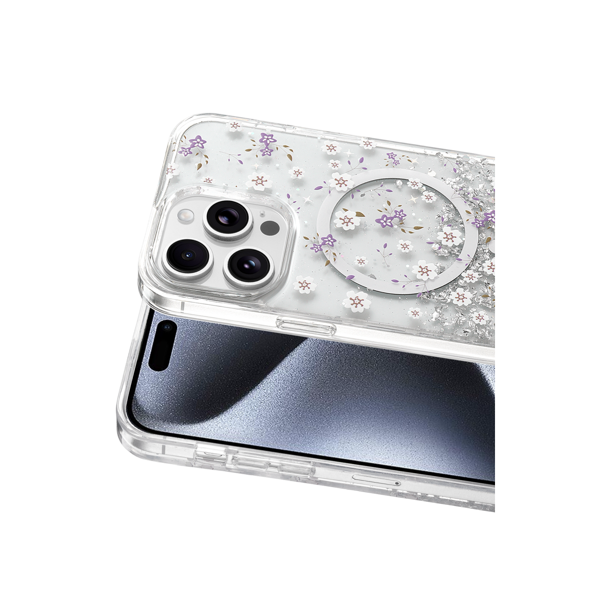 Onegif Apple iPhone 15 Pro Max Misk Simli Magsafe Kapak - Desen 2