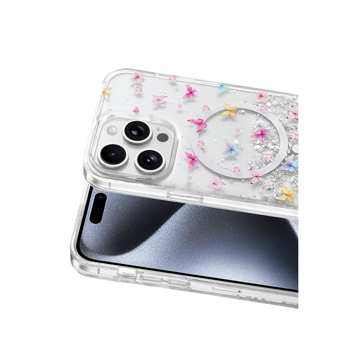 Onegif Apple iPhone 15 Pro Max Misk Simli Magsafe Kapak - Desen 4