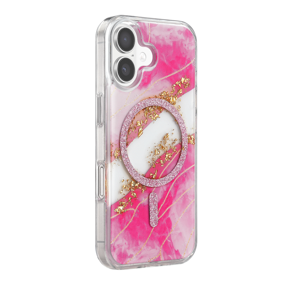 Onegif Apple iPhone 16 Lotus Simli Magsafe Kapak - Pembe