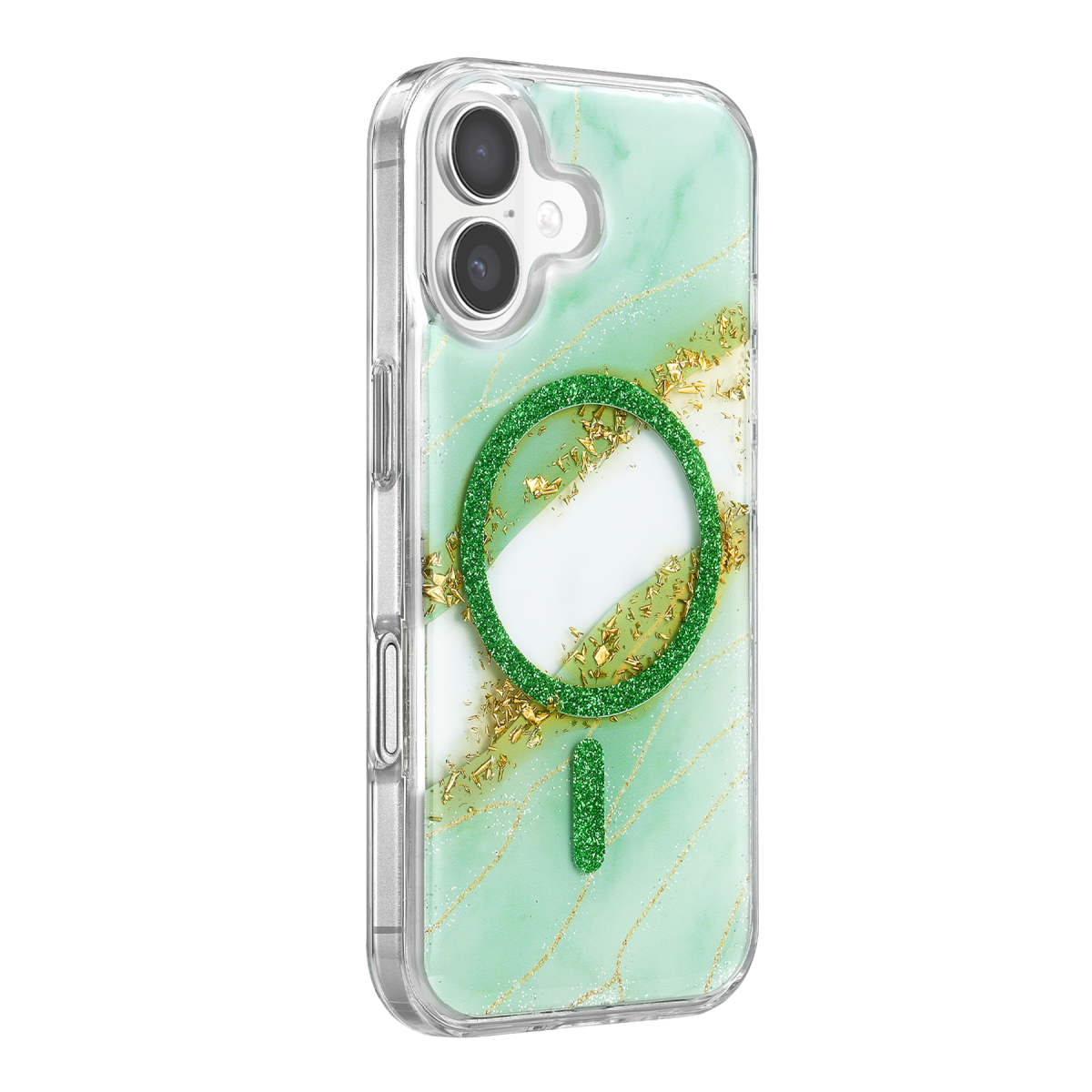 Onegif Apple iPhone 16 Lotus Simli Magsafe Kapak - Yeşil
