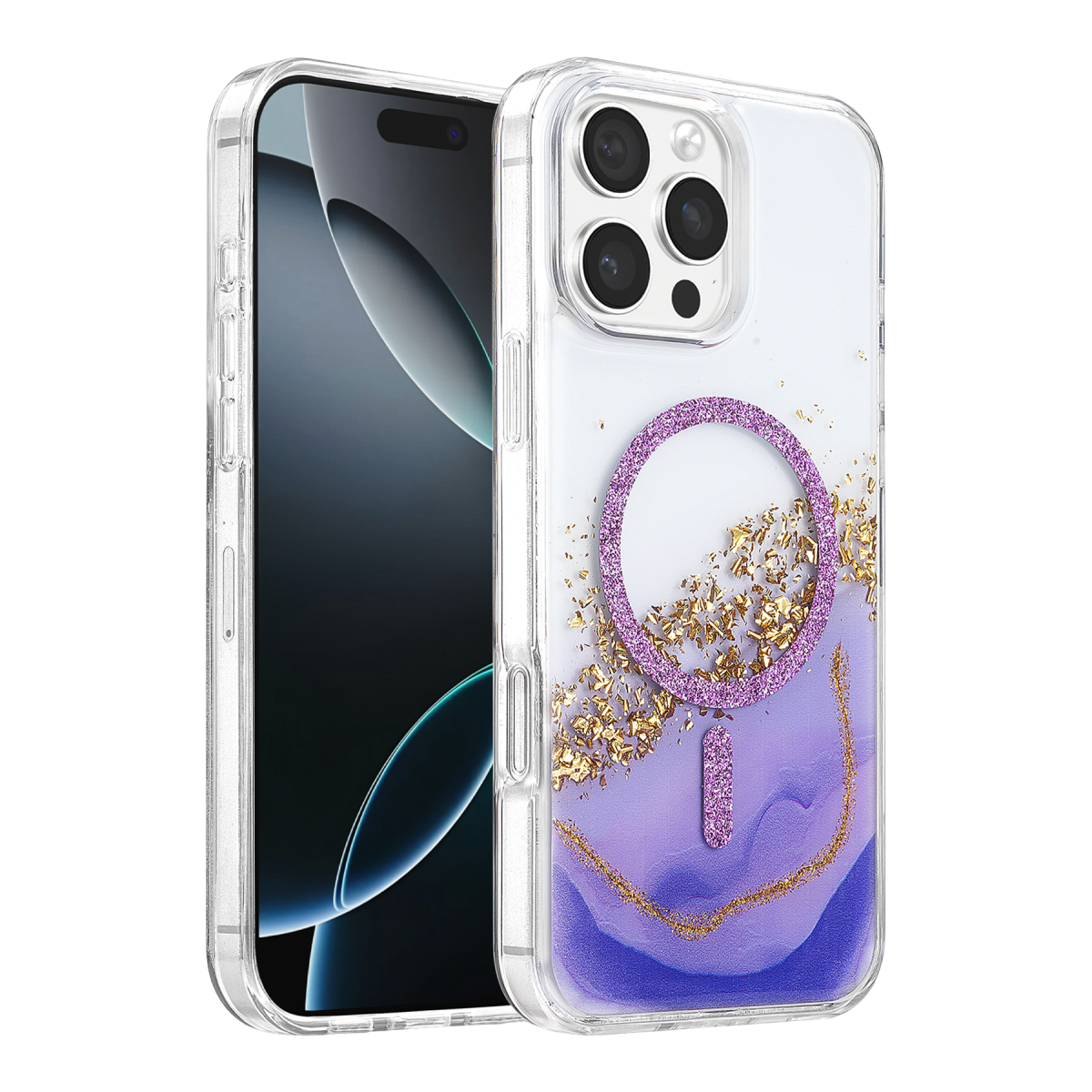 Onegif Apple iPhone 16 Pro Max Lotus Simli Magsafe Kapak - Mor