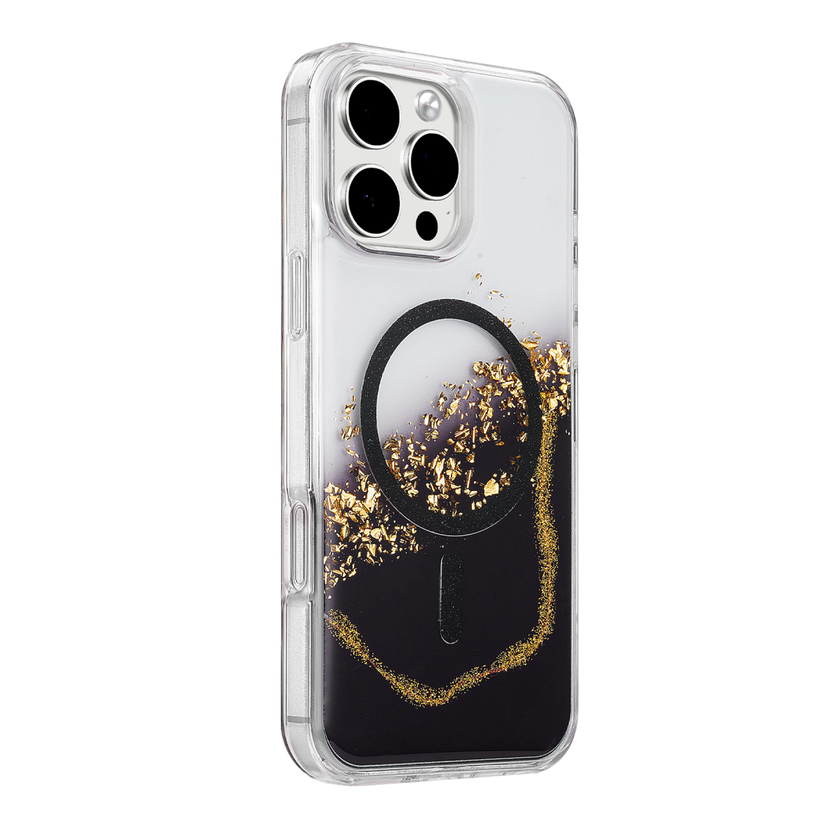 Onegif Apple iPhone 16 Pro Max Lotus Simli Magsafe Kapak - Siyah