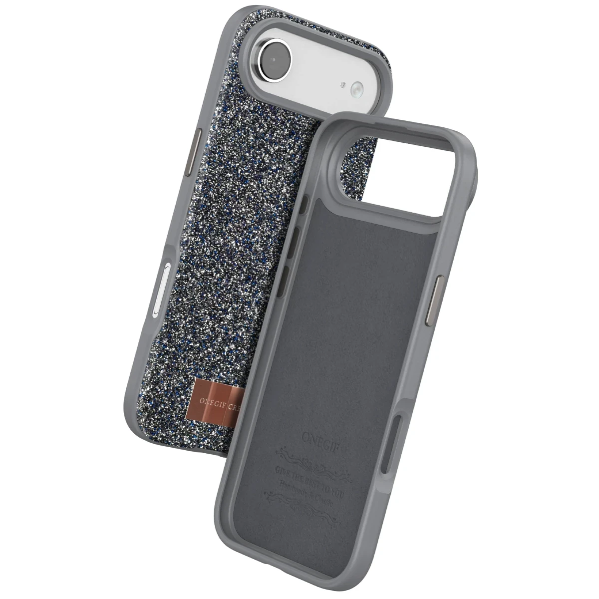 Onegif Apple iPhone 17 Air Bright Simli Kapak - Gümüş