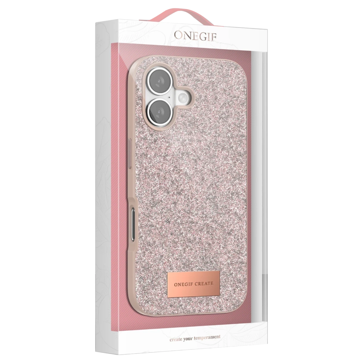 Onegif Apple iPhone 17 Bright Simli Kapak - Çöl Titanyum