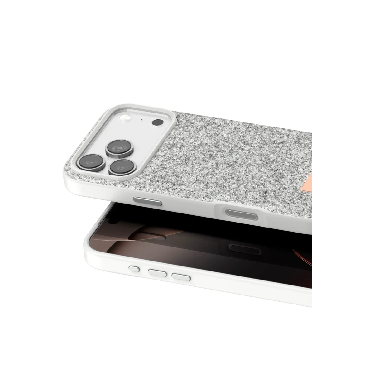 Onegif Apple iPhone 17 Pro Bright Simli Kapak - Beyaz