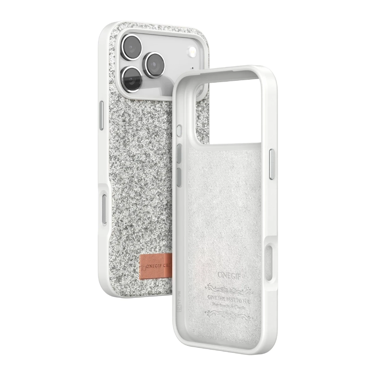 Onegif Apple iPhone 17 Pro Bright Simli Kapak - Beyaz