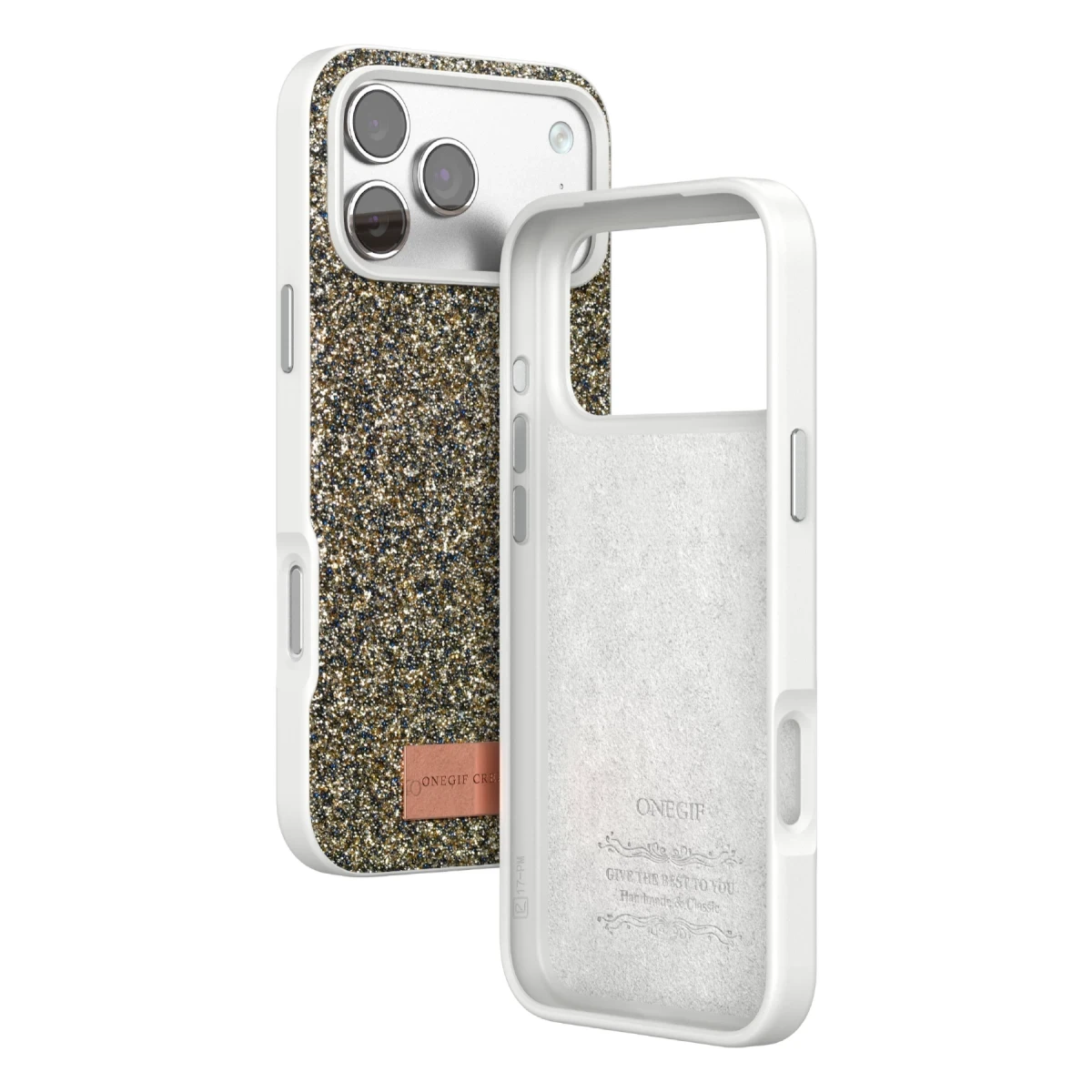 Onegif Apple iPhone 17 Pro Bright Simli Kapak - Çöl Titanyum
