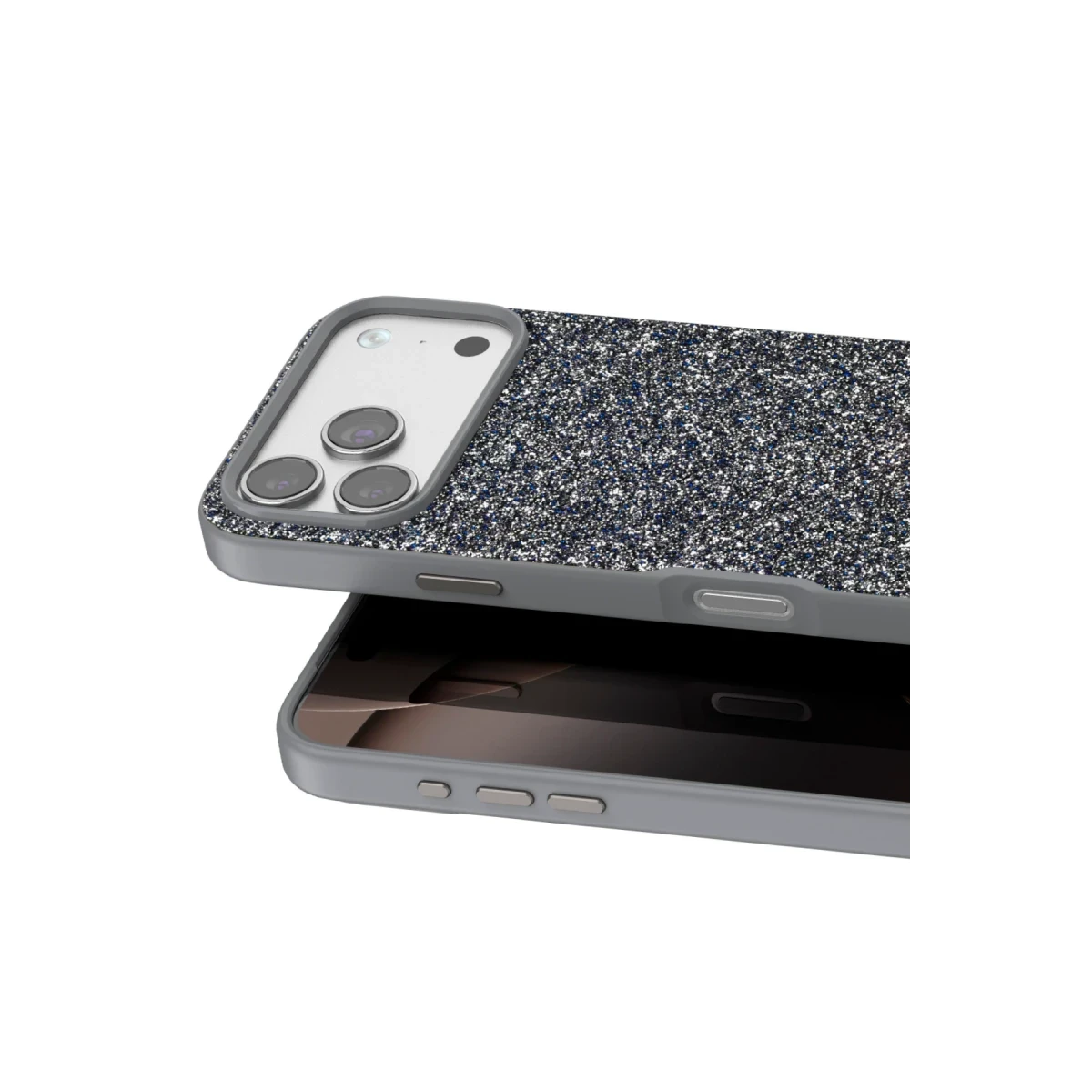 Onegif Apple iPhone 17 Pro Bright Simli Kapak - Gümüş