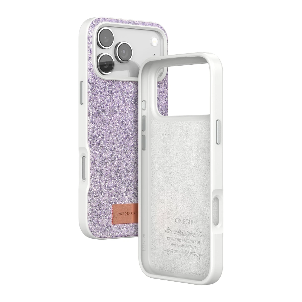 Onegif Apple iPhone 17 Pro Bright Simli Kapak - Lila