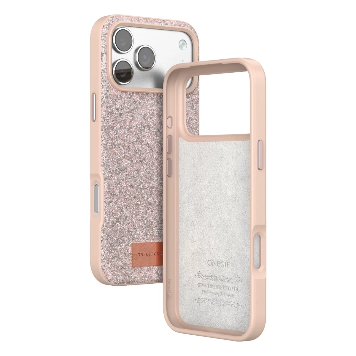 Onegif Apple iPhone 17 Pro Bright Simli Kapak - Pembe