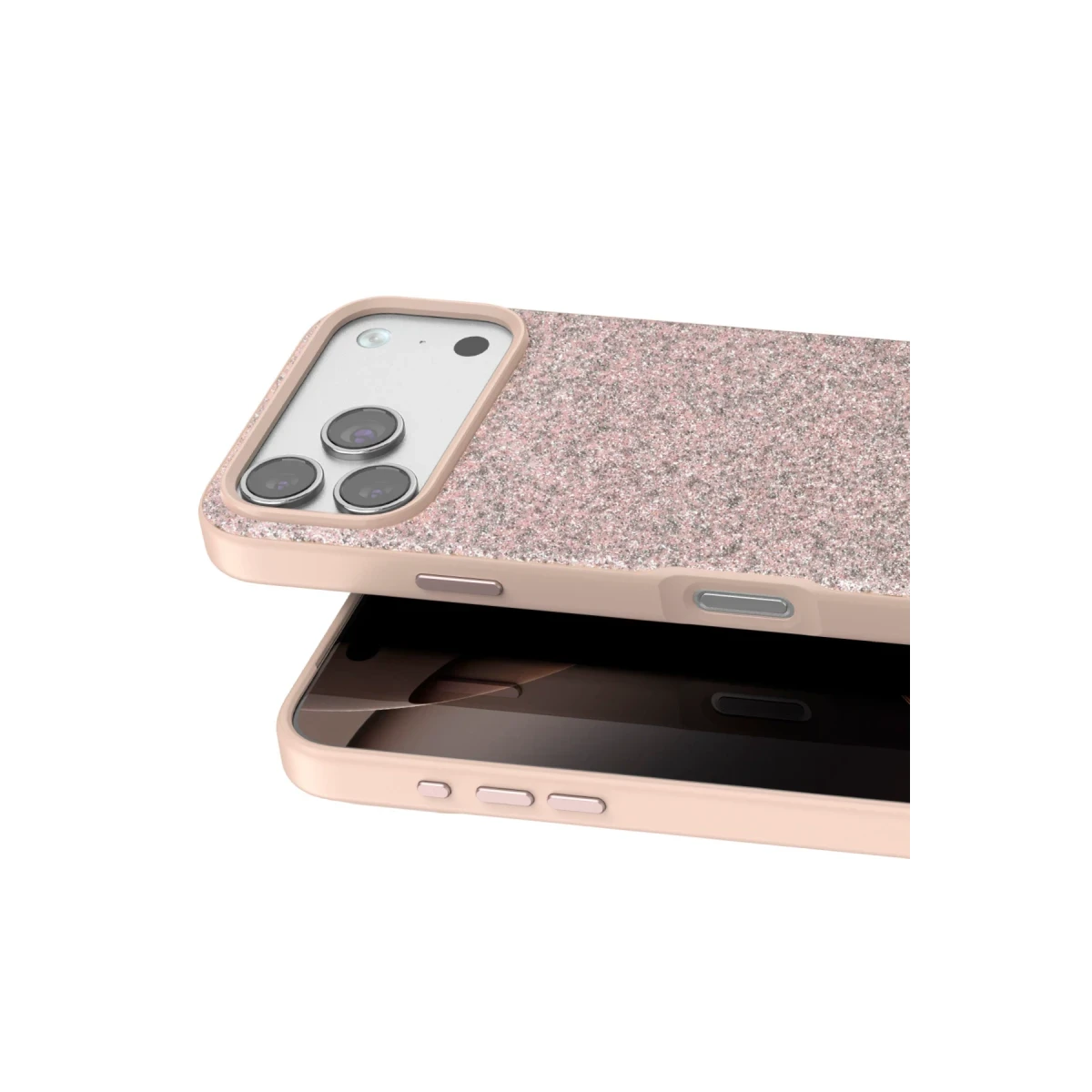 Onegif Apple iPhone 17 Pro Bright Simli Kapak - Pembe
