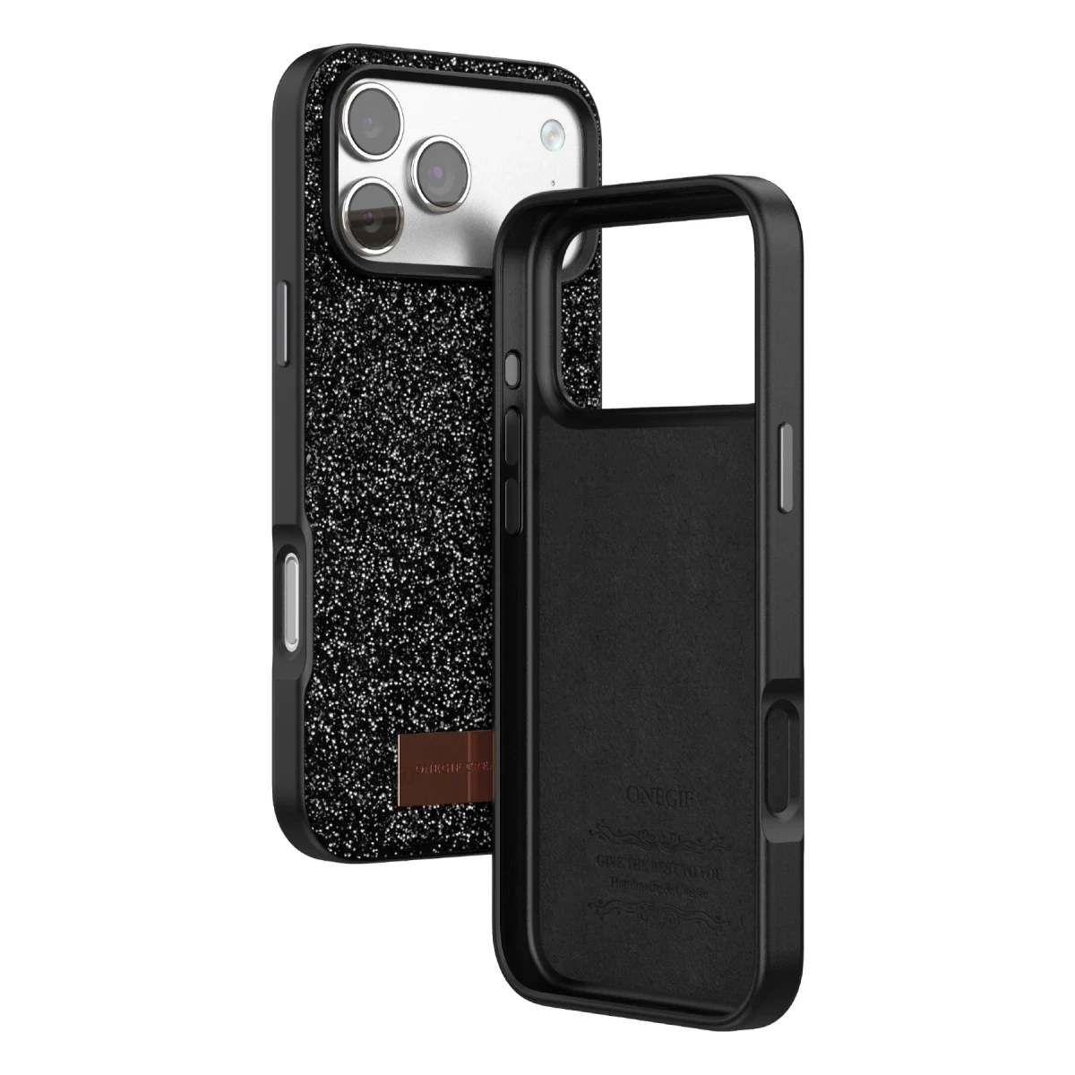 Onegif Apple iPhone 17 Pro Bright Simli Kapak - Siyah