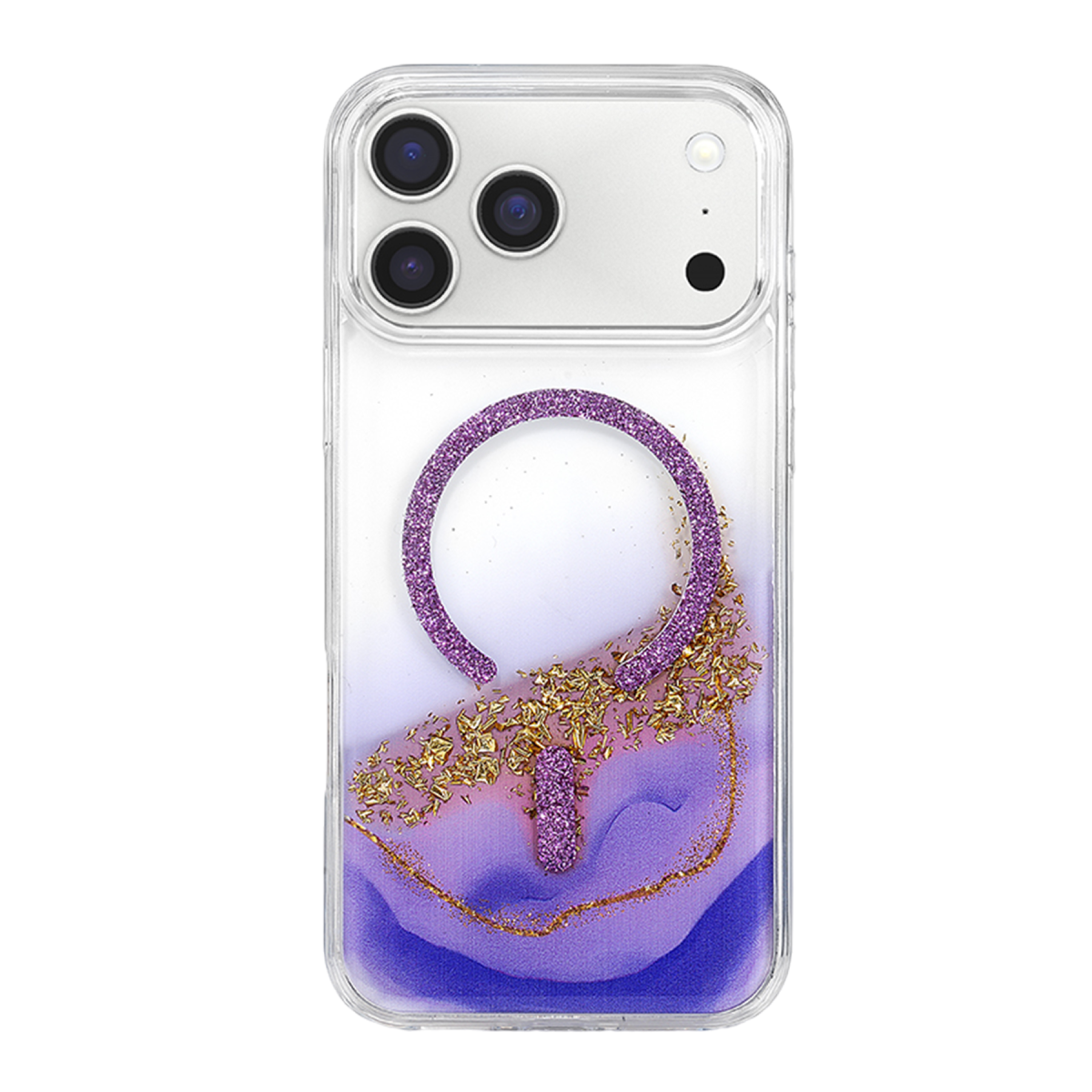 Onegif Apple iPhone 17 Pro Lotus Simli Magsafe Kapak - Mor