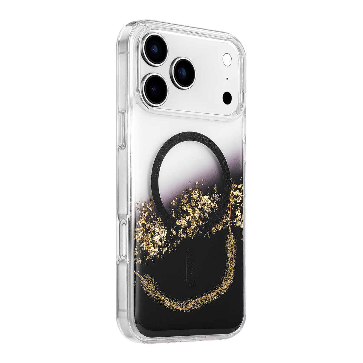 Onegif Apple iPhone 17 Pro Lotus Simli Magsafe Kapak - Siyah