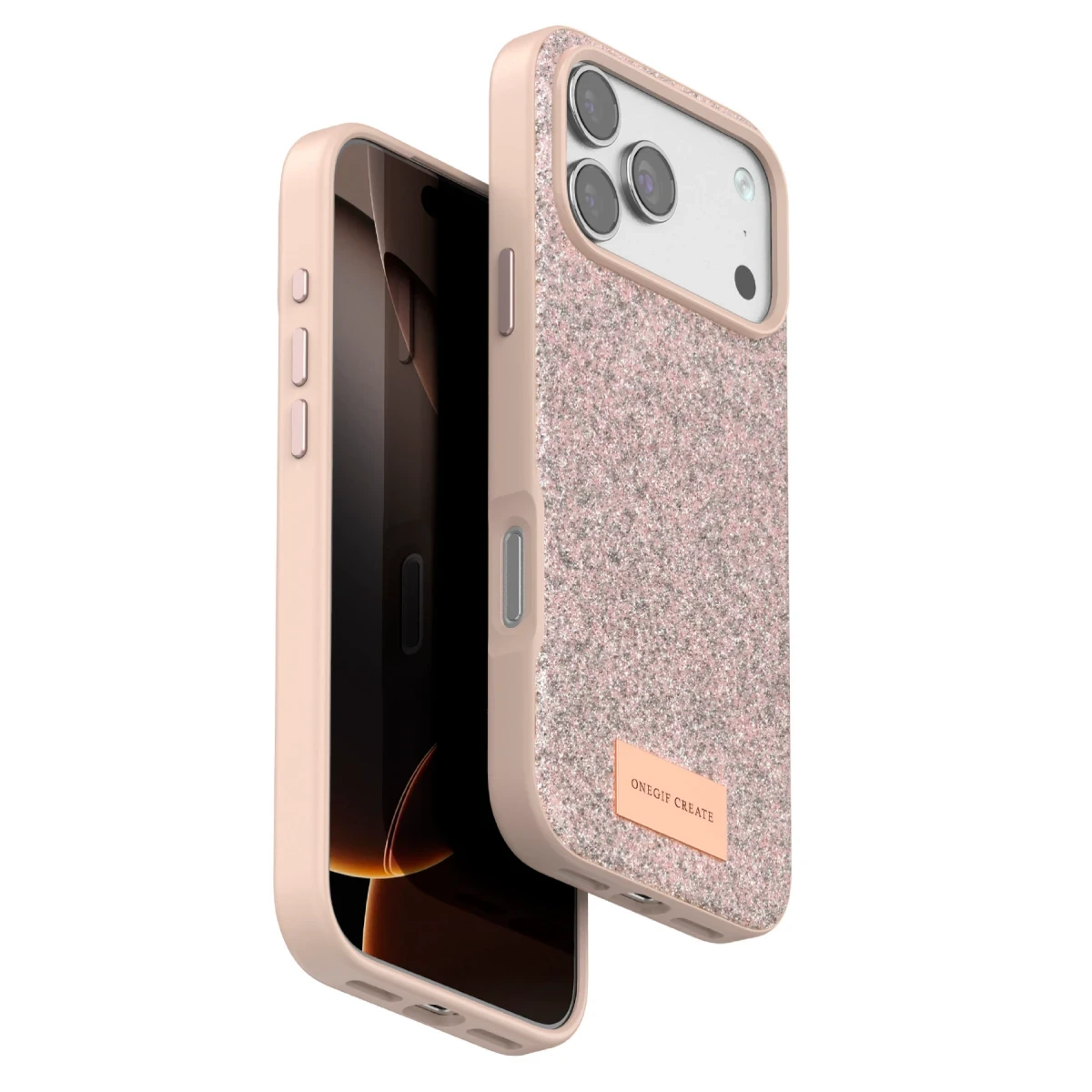 Onegif Apple iPhone 17 Pro Max Bright Simli Kapak - Pembe