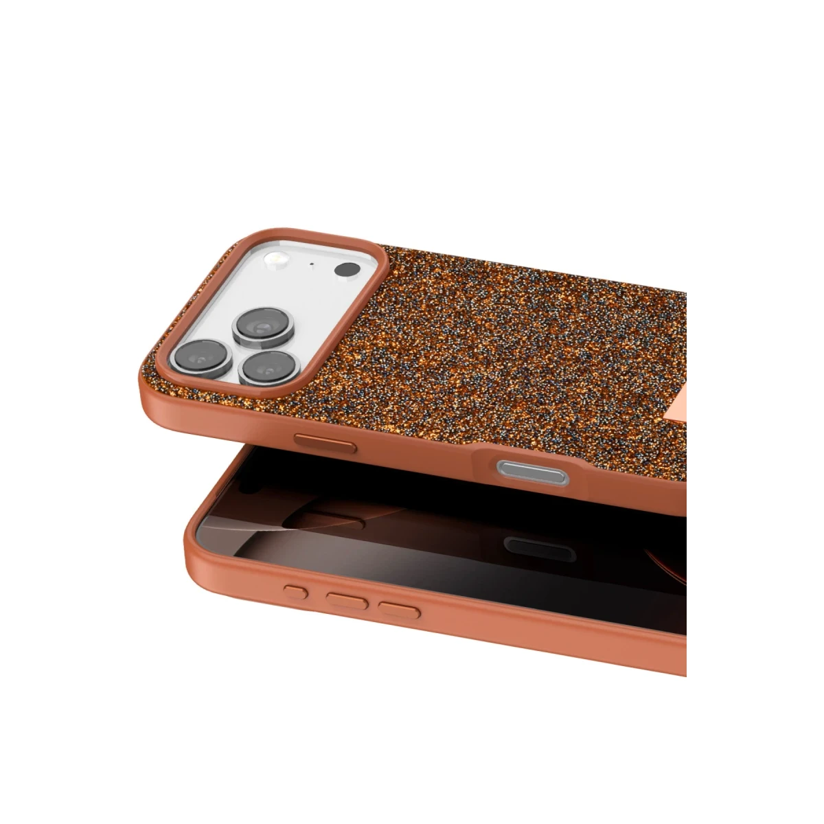 Onegif Apple iPhone 17 Pro Max Bright Simli Kapak - Turuncu
