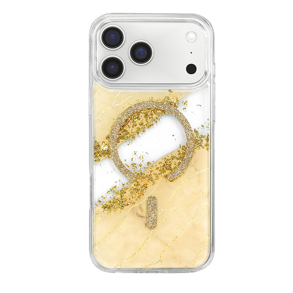 Onegif Apple iPhone 17 Pro Max Lotus Simli Magsafe Kapak - Gümüş
