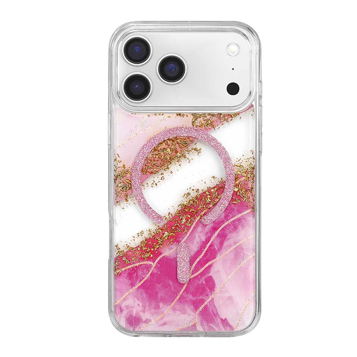 Onegif Apple iPhone 17 Pro Max Lotus Simli Magsafe Kapak - Pembe