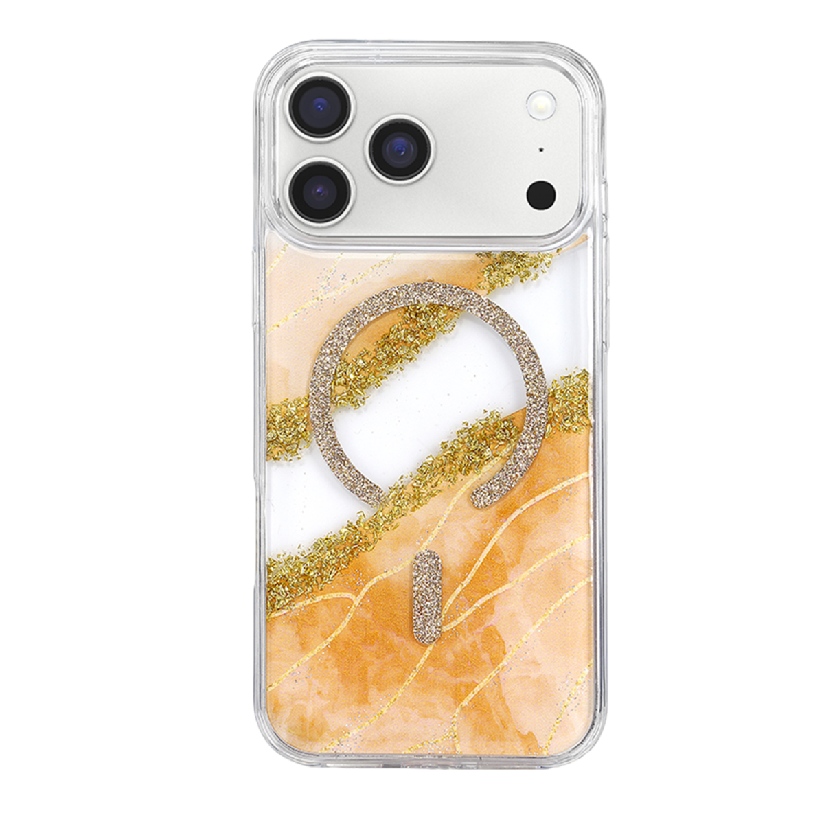 Onegif Apple iPhone 17 Pro Max Lotus Simli Magsafe Kapak - Turuncu