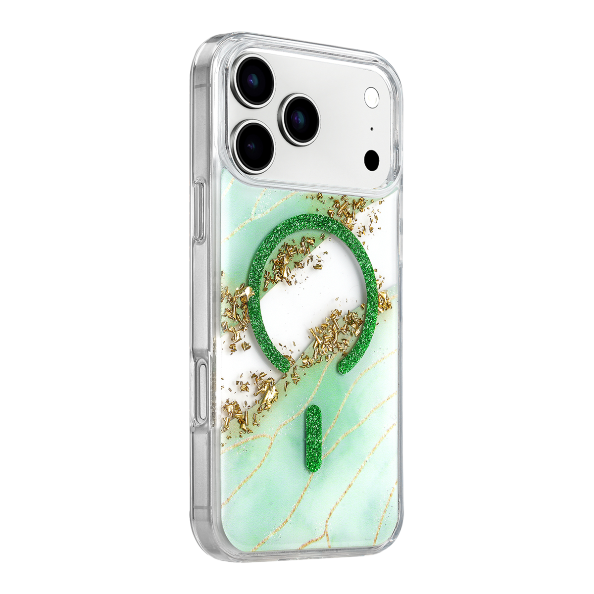 Onegif Apple iPhone 17 Pro Max Lotus Simli Magsafe Kapak - Yeşil