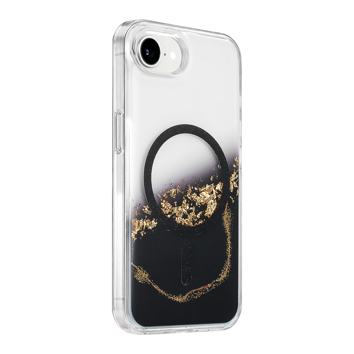 Onegif Apple iPhone 17E Lotus Simli Magsafe Kapak - Siyah