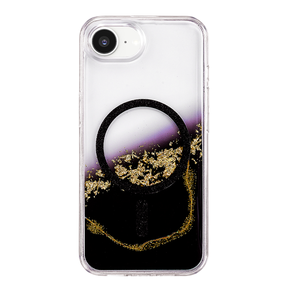 Onegif Apple iPhone 17E Lotus Simli Magsafe Kapak - Siyah
