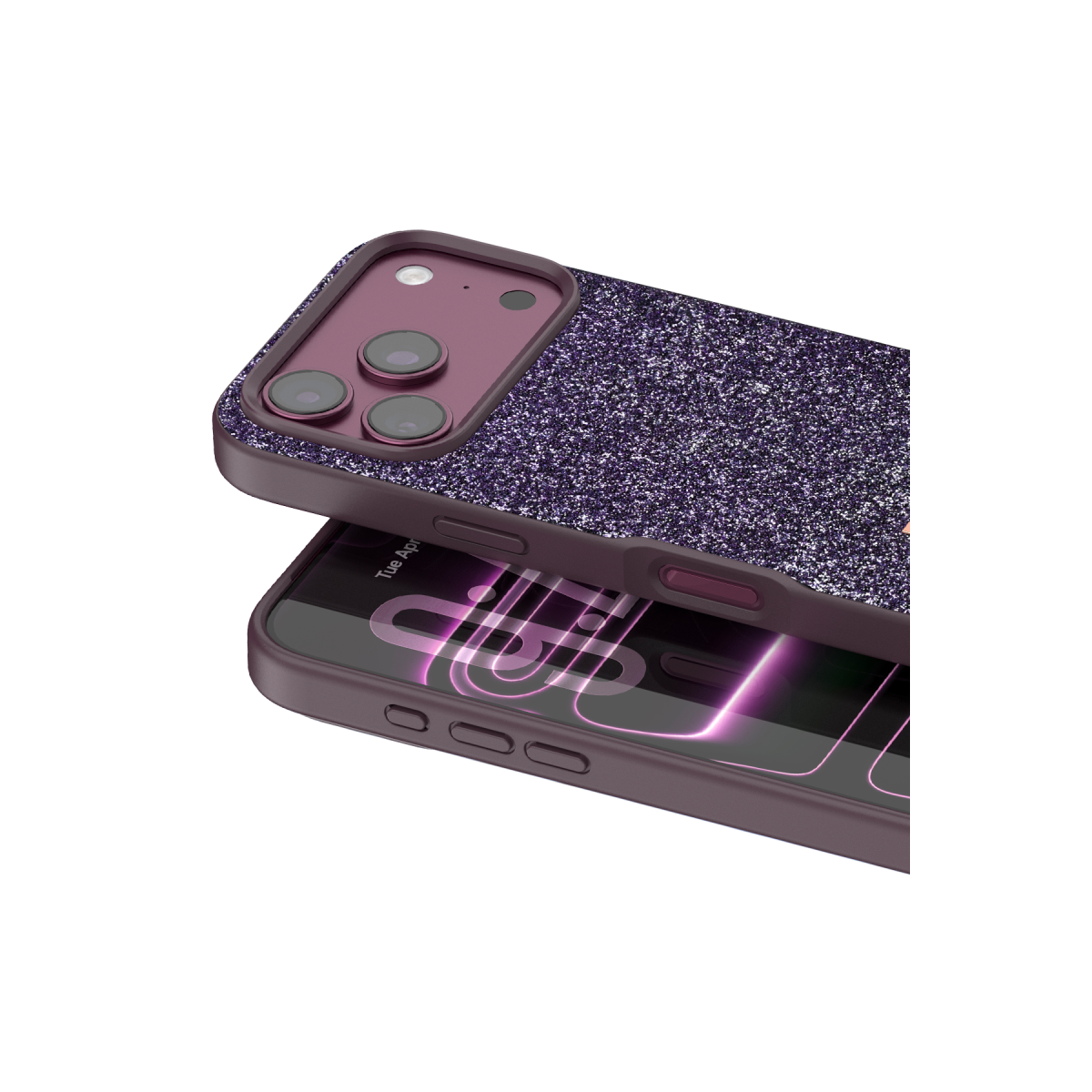 Onegif Apple iPhone 18 Pro Bright Simli Kapak - Bordo