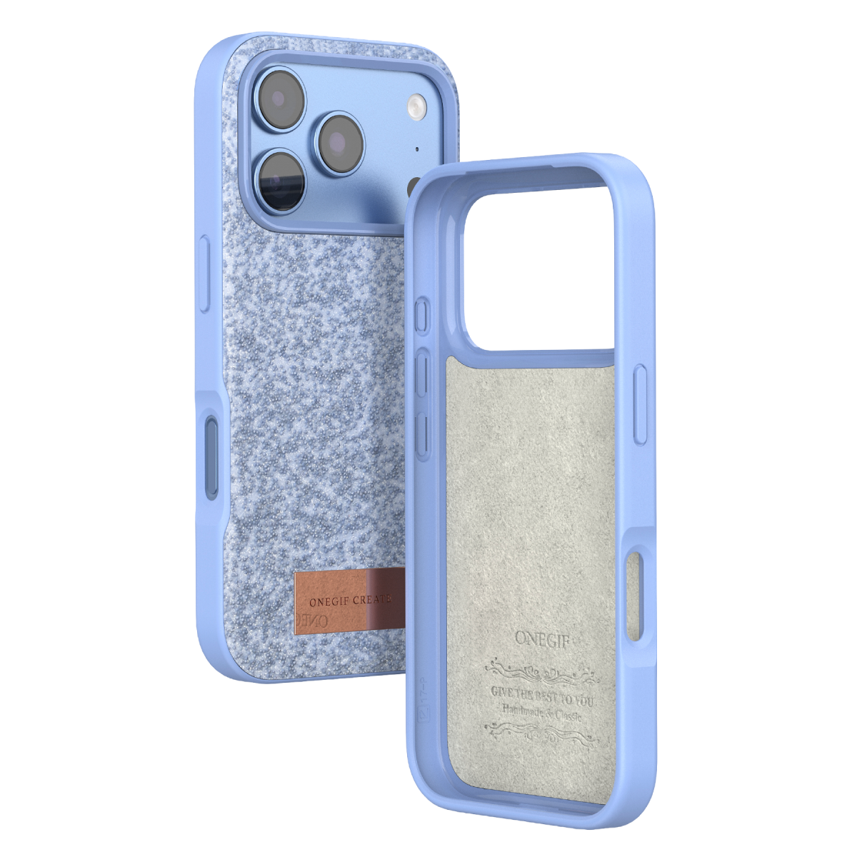 Onegif Apple iPhone 18 Pro Bright Simli Kapak - Mavi