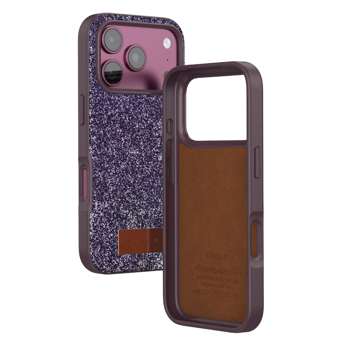 Onegif Apple iPhone 18 Pro Max Bright Simli Kapak - Bordo