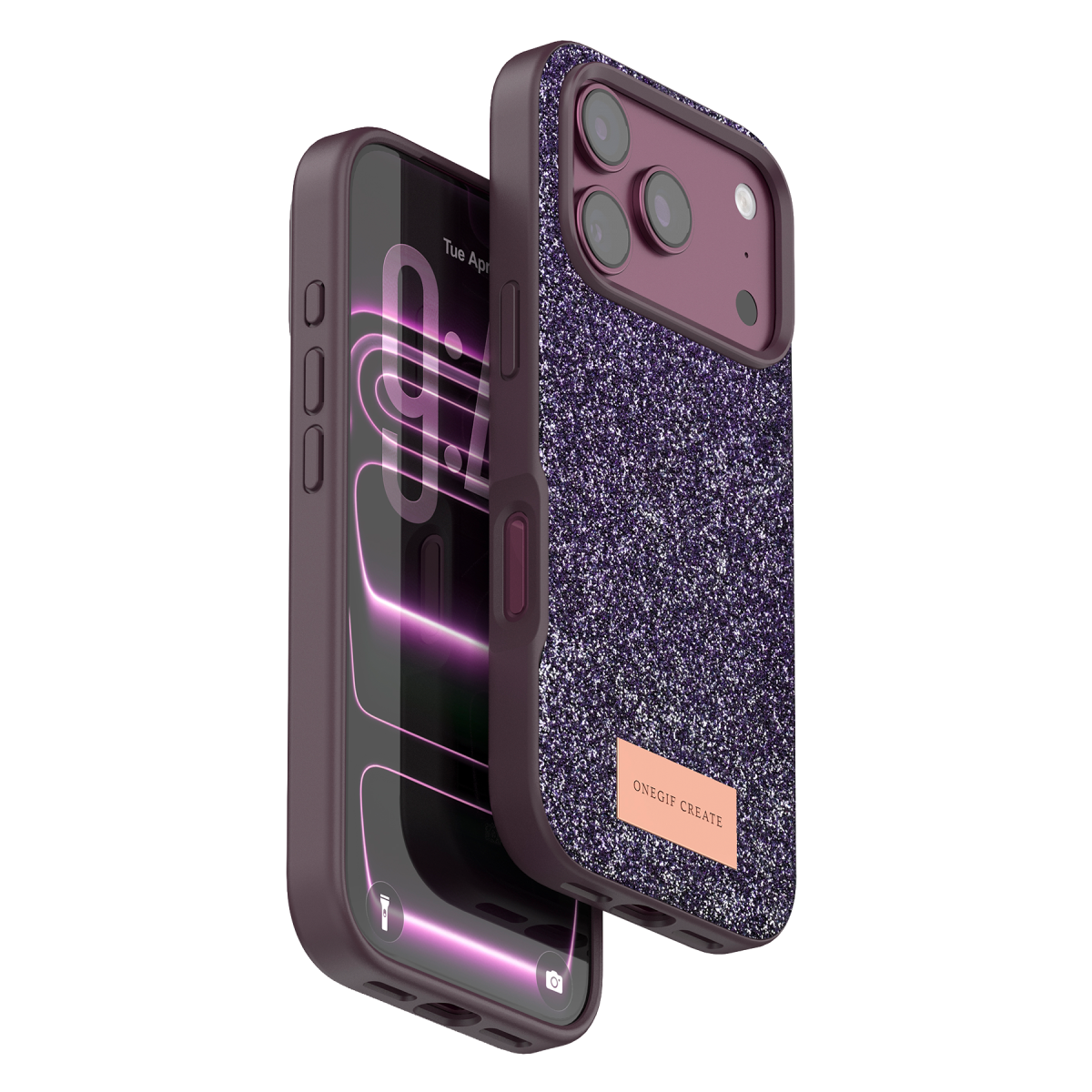 Onegif Apple iPhone 18 Pro Max Bright Simli Kapak - Bordo