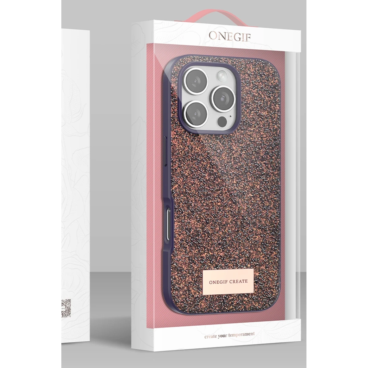 Onegif Apple iPhone 16 Pro Max Bright Simli Kapak - Gümüş