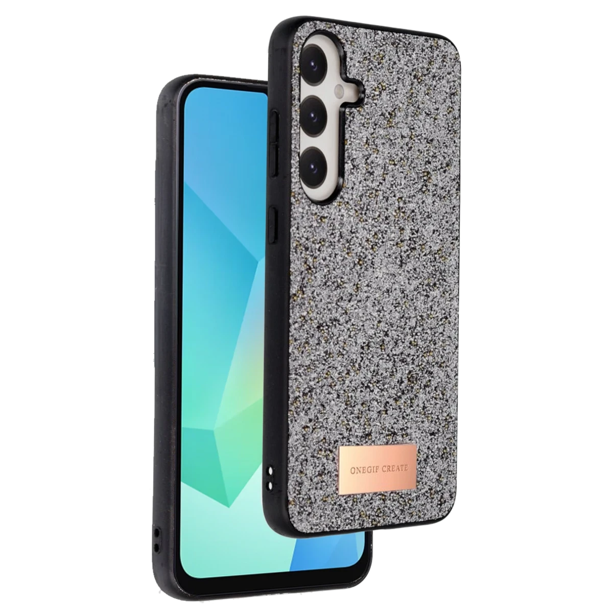 Onegif Samsung Galaxy A16 5G Bright Simli Kapak - Gümüş