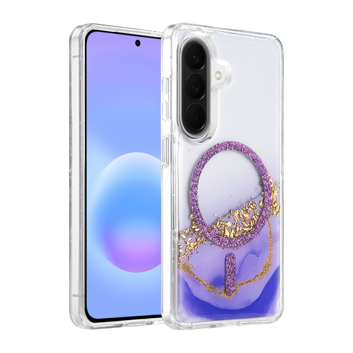 Onegif Samsung Galaxy A37 5G Lotus Simli Magsafe Kapak - Mor