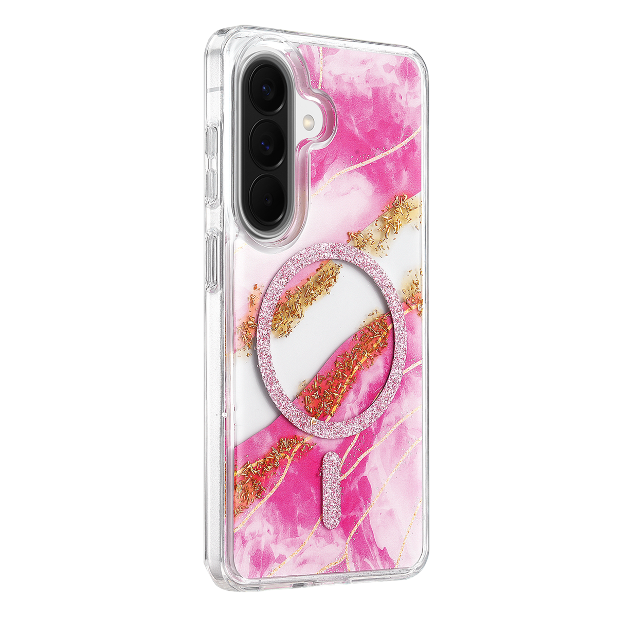 Onegif Samsung Galaxy A37 5G Lotus Simli Magsafe Kapak - Pembe