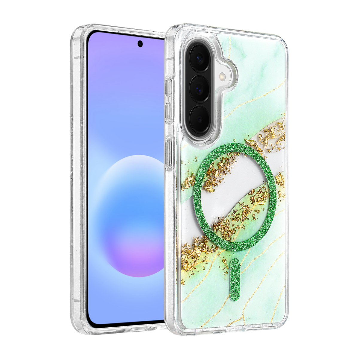 Onegif Samsung Galaxy A37 5G Lotus Simli Magsafe Kapak - Yeşil