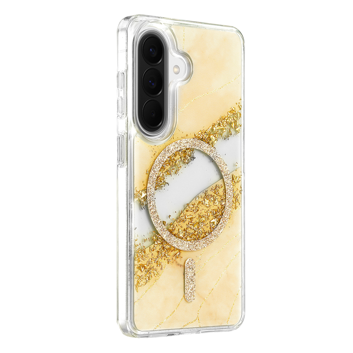 Onegif Samsung Galaxy A57 5G Lotus Simli Magsafe Kapak - Gümüş