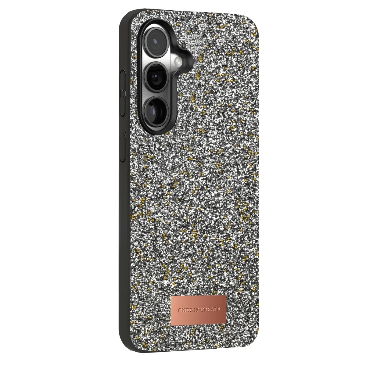 Onegif Samsung Galaxy S25 Bright Simli Kapak - Gold