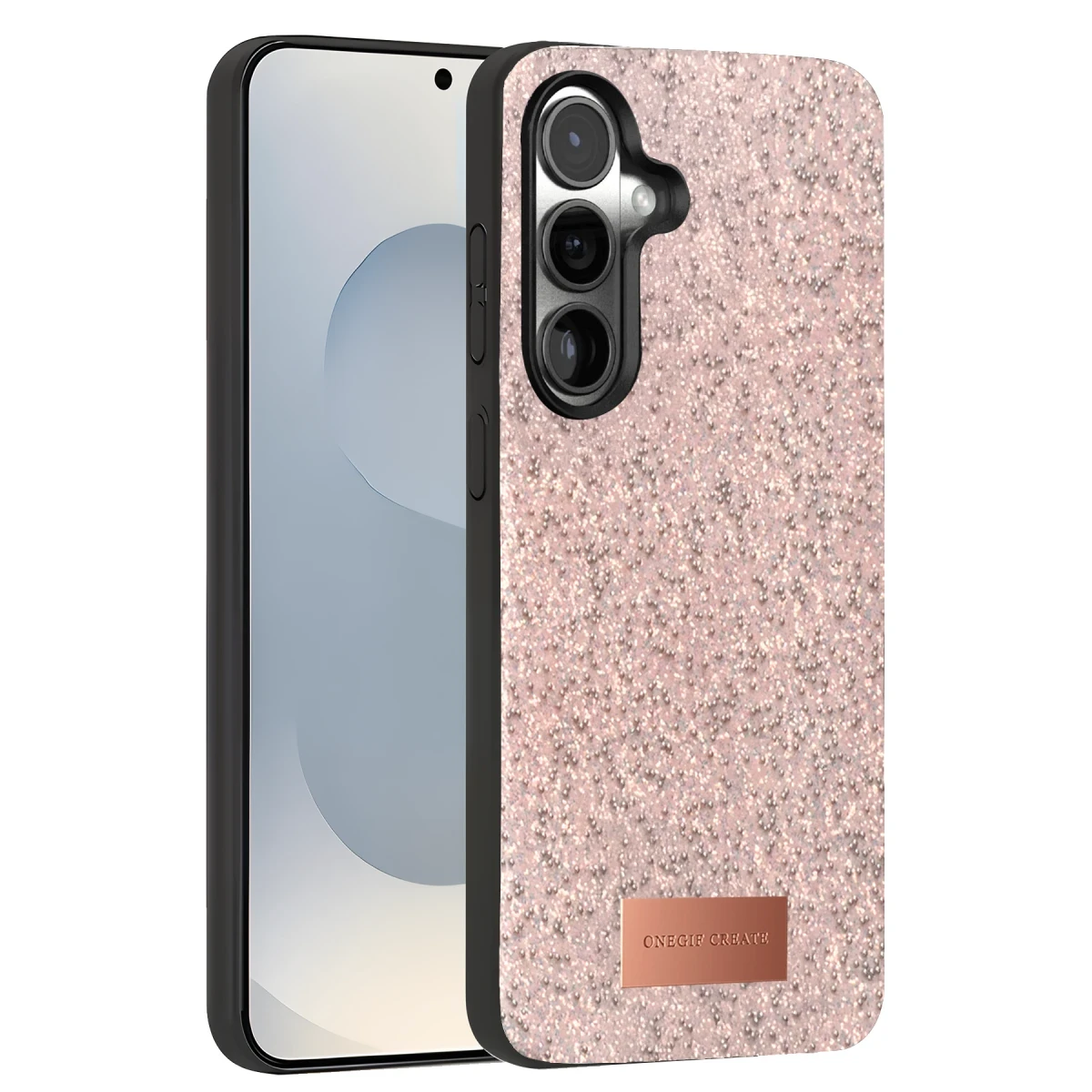 Onegif Samsung Galaxy S25 Bright Simli Kapak - Pembe
