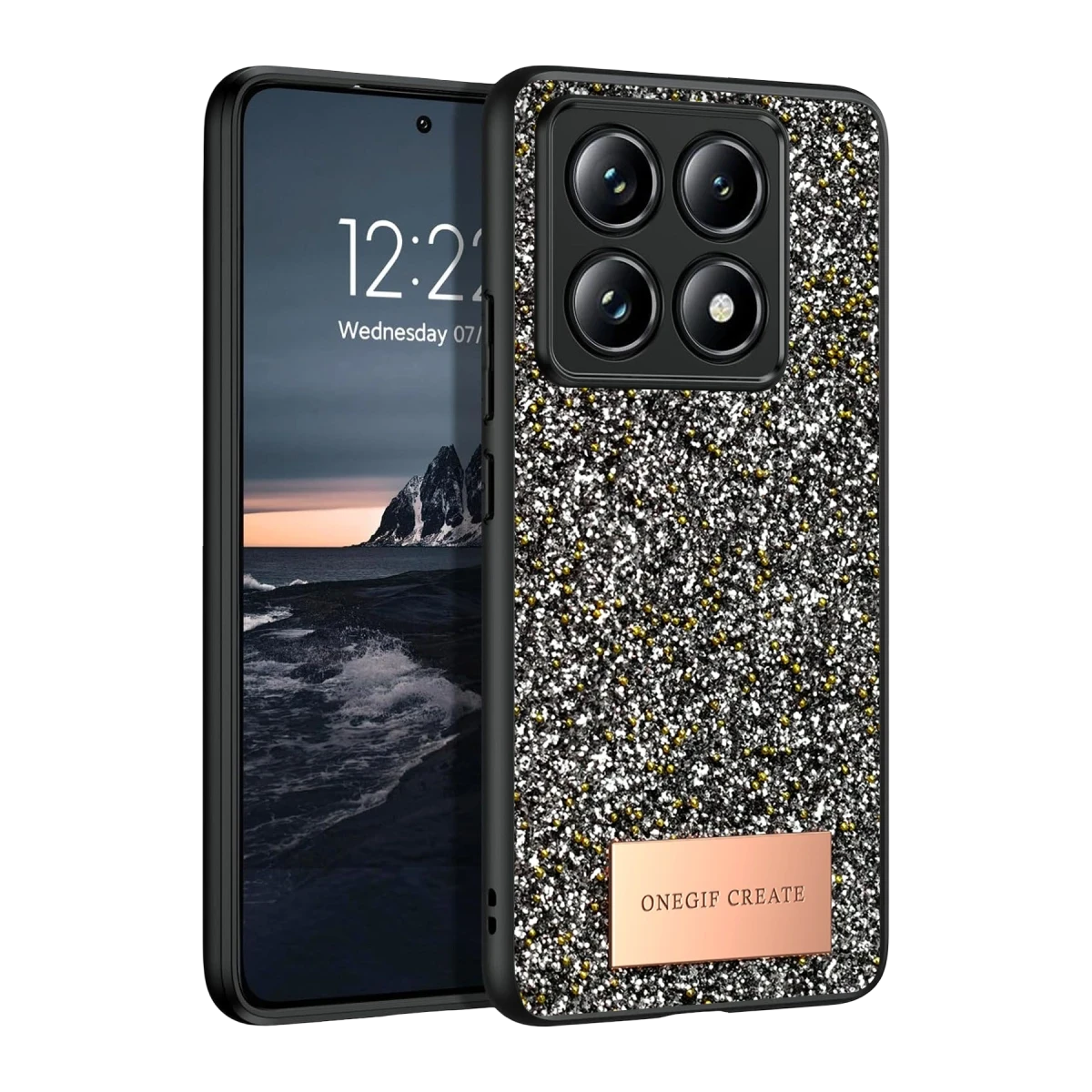 Onegif Xiaomi Mi 14T Pro Bright Simli Kapak - Gümüş