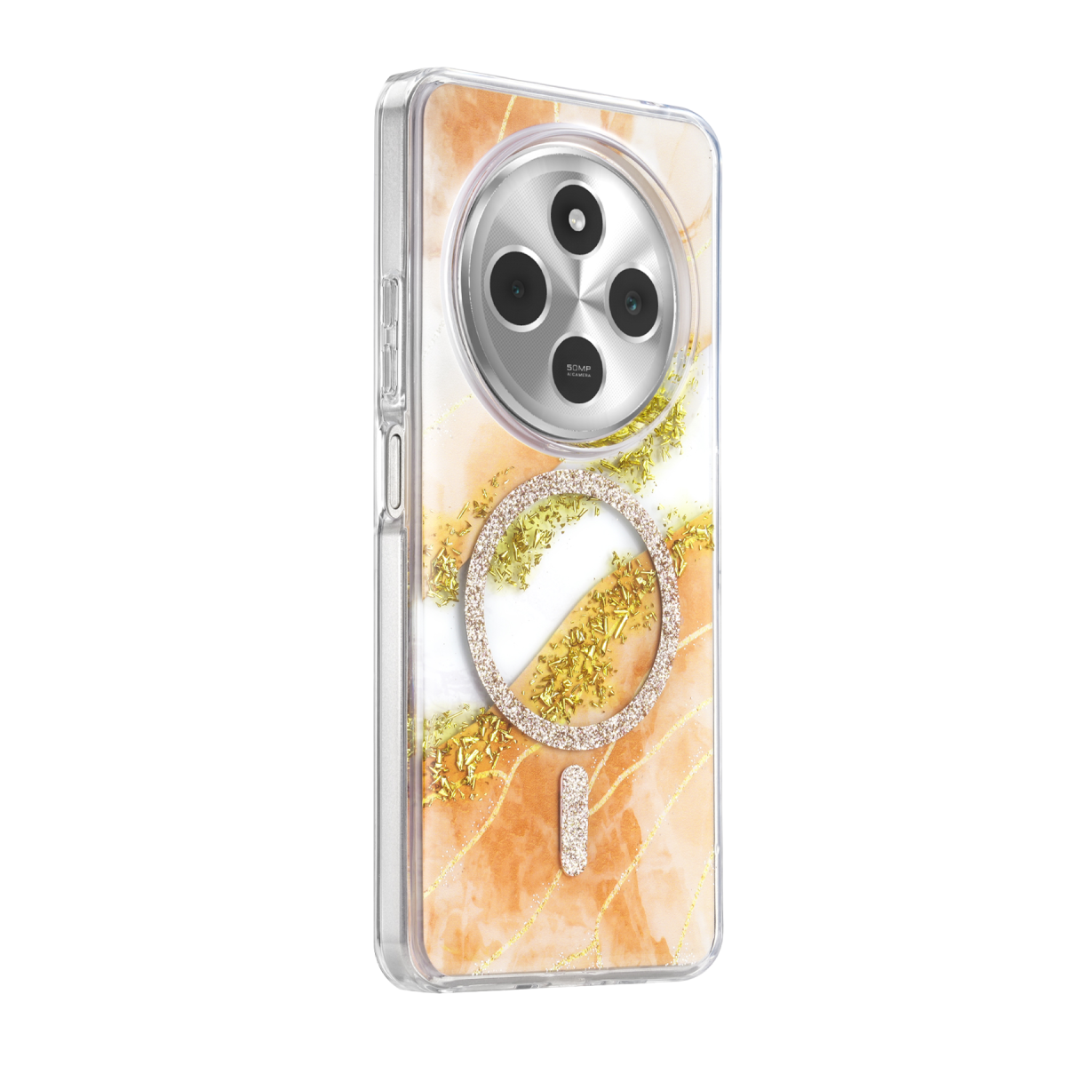 Onegif Xiaomi Redmi 14C Lotus Simli Magsafe Kapak - Yeşil