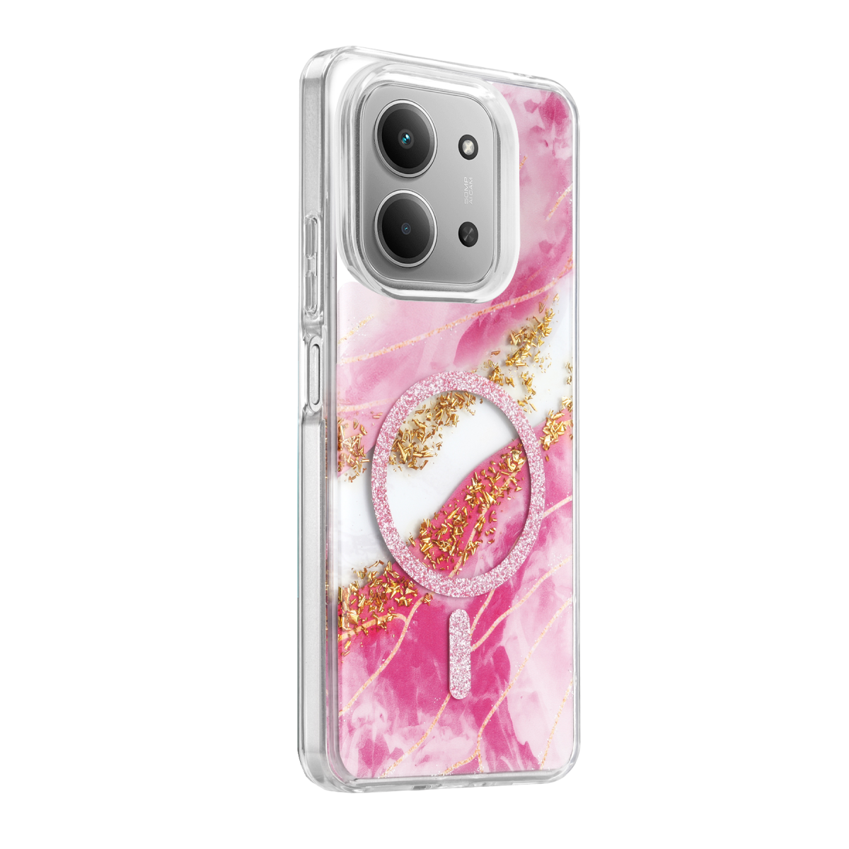 Onegif Xiaomi Redmi 15C 4G Lotus Simli Magsafe Kapak - Pembe