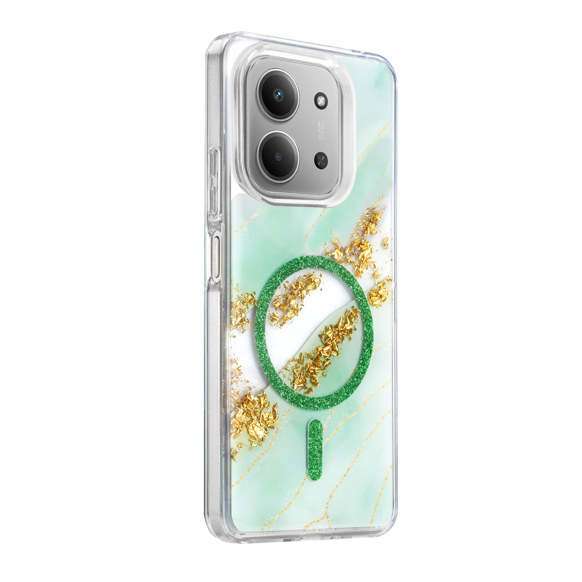 Onegif Xiaomi Redmi 15C 4G Lotus Simli Magsafe Kapak - Yeşil