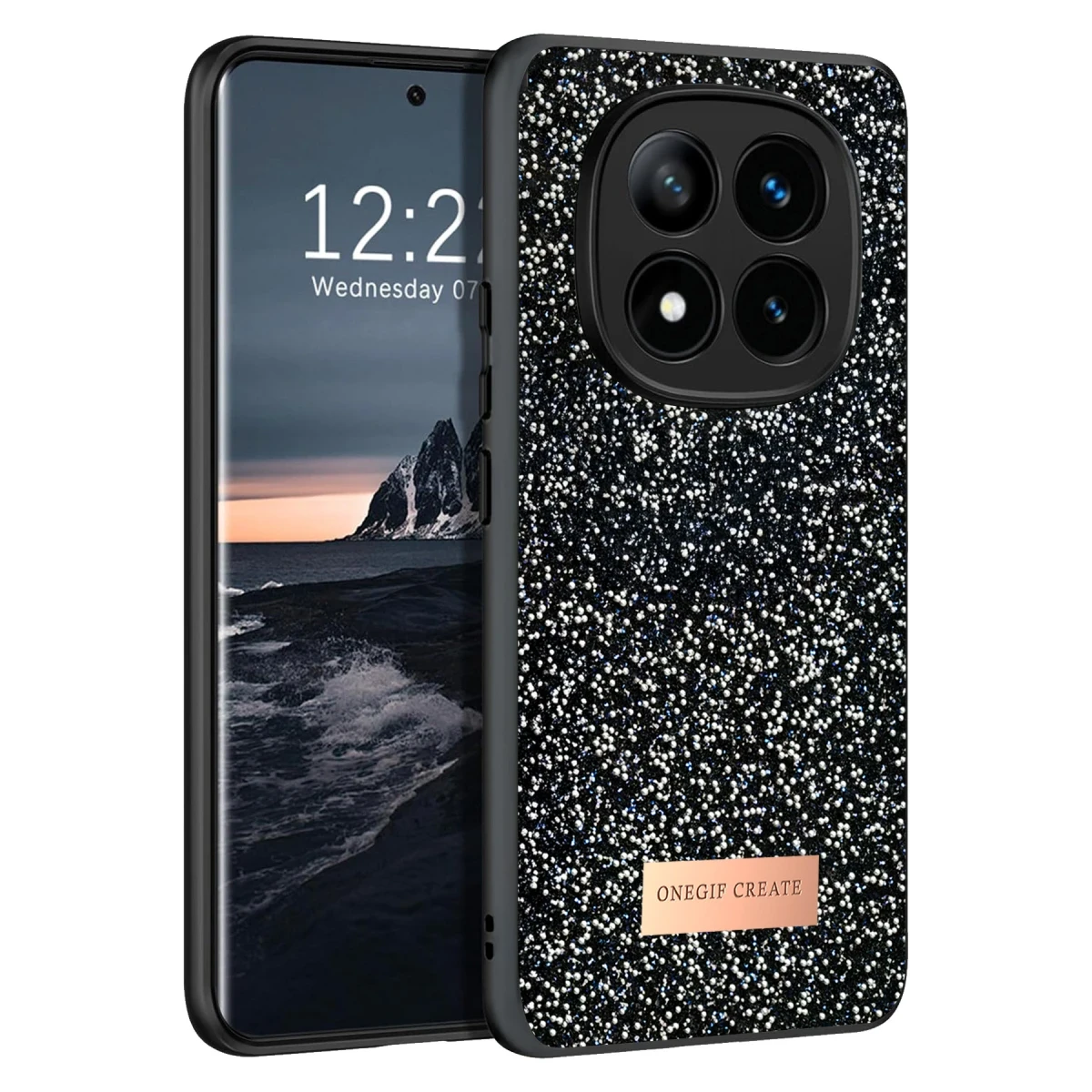 Onegif Xiaomi Redmi Note 14 Pro 4G Bright Simli Kapak - Siyah